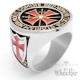 Hochwertiger Templer Ring aus Edelstahl Tempelritter Siegelring mit rotem Kreuz