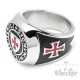 Hochwertiger Templer Ring aus Edelstahl Templerorden Siegelring mit rotem Kreuz