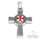 Detailliertes Templer Kreuz Anhänger & Kette Kreuzritter Wappen silber rot Edelstahl