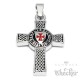 Detailliertes Templer Kreuz Anhänger & Kette Kreuzritter Wappen silber rot Edelstahl