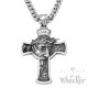 Jesus mit Dornenkrone Kreuz Anhänger aus Edelstahl INRI silber Kette Panzerkette