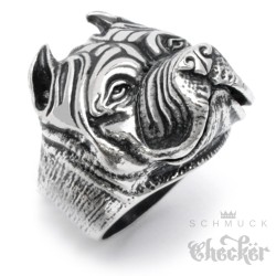 Edelstahl Herren Ring Hund Kampfhund Pitbull Dobermann Dogge Hochwertig Biker