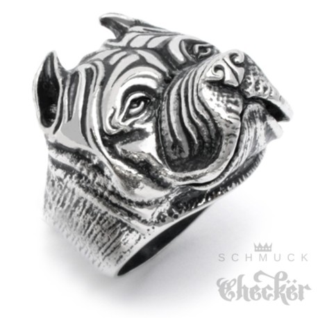 Edelstahl Herren Ring Hund Kampfhund Pitbull Dobermann Dogge Hochwertig Biker