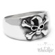 Totenkopf-Ring Crossbones Bikerring aus 316L Edelstahl silber Skull Herren Geschenk