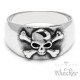Totenkopf-Ring Crossbones Bikerring aus 316L Edelstahl silber Skull Herren Geschenk