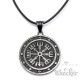 Grauer Vegvisir Runen-Kompass aus Edelstahl Gun Metal Style rustikal Wikingerschmuck