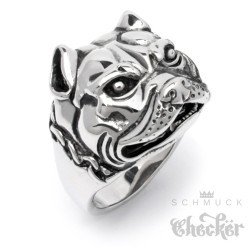 Edelstahl Herren Ring Hund Kampfhund Pitbull Dobermann Dogge Hochwertig Biker