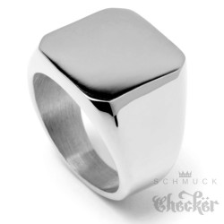 Schlichter Siegelring aus Edelstahl 316L silber poliert viereckig Männer Geschenk