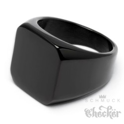 Schwarzer Siegelring aus Edelstahl 316L platiert viereckig schlicht Männer Geschenk