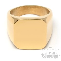 Goldener Siegelring aus Edelstahl 316L vergoldet viereckig schlicht Männer Geschenk