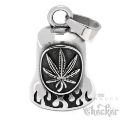 Hanfblatt Bikerbell aus Edelstahl Weed Marihuana Glücksglöckchen Motorrad Bell