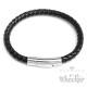 Schwarzes Lederarmband 6mm Ø geflochtenes Herren-Armband silber Edelstahl Schließe