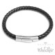 Schwarzes Lederarmband 6mm Ø geflochtenes Herren-Armband silber Edelstahl Schließe