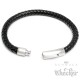 Schwarzes Lederarmband mit mattem Verschluss aus Edelstahl Herren-Armband geflochten