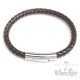 Braunes Lederarmband 6mm Ø geflochtenes Herren-Armband silber Edelstahl Schließe