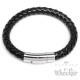 Schwarzes Lederarmband 8mm Ø Herren-Armband geflochten silber Edelstahl Verschluss