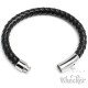 Schwarzes Lederarmband 8mm Ø Herren-Armband geflochten silber Edelstahl Verschluss