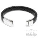 Breites Herren-Armband aus schwarzem Leder geflochten silberner Edelstahlverschluss