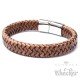 Braunes Lederarmband mit Edelstahlverschluss für Männer hochwertig geflochten