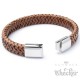 Braunes Lederarmband mit Edelstahlverschluss für Männer hochwertig geflochten