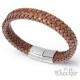 Braunes Lederarmband mit Edelstahlverschluss für Männer hochwertig geflochten