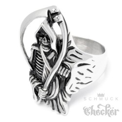 Sons of Anarchy Ring Edelstahl Bikerring Motorradclub SAMCRO Sensenmann silber