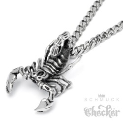 Edelstahl Anhänger 3D Skorpion Sternzeichen detailliert + 60cm Kette Biker
