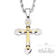 Ausgefallener Kreuz Anhänger silber & gold mit Zirkonia Herren Edelstahl Halskette