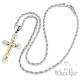 Ausgefallener Kreuz Anhänger silber & gold mit Zirkonia Herren Edelstahl Halskette