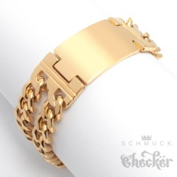 Herren Armband mit Wunsch-Gravur breites Edelstahl-Armband vergoldet Männer Geschenk