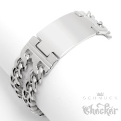 Herren Armband mit Wunsch-Gravur breites Edelstahl-Armband individuell Männer Geschenk