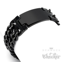 Schwarzes XL Armband mit Wunsch-Gravur breit Edelstahl individuelles Geschenk
