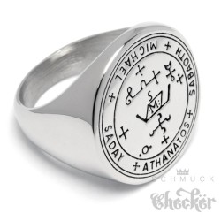 Schutzzauber Siegel des Erzengel St. Michael Ring aus Edelstahl Sabaoth Athanatos