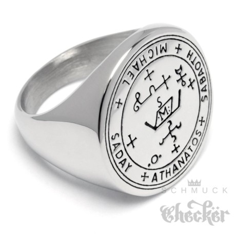 Schutzzauber Siegel des Erzengel St. Michael Ring aus Edelstahl Sabaoth Athanatos