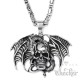 Teufel Anhänger mit Königskette aus Edelstahl Horror Totenkopf Dämon Bikerschmuck