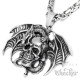 Teufel Anhänger mit Königskette aus Edelstahl Horror Totenkopf Dämon Bikerschmuck