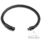Echt Leder Herren Armband geflochten schwarz Edelstahl Schließe Hochwertig