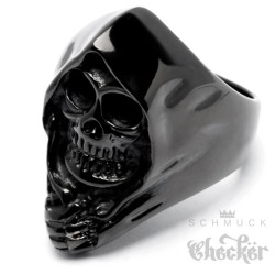 Schwarzer Sensenmann-Ring aus Edelstahl Sam Cro Reaper Bikerring Herren Geschenk