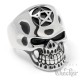 Totenkopf-Ring mit Pentagramm aus Edelstahl silber Bikerschmuck Männer Geschenk
