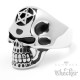 Totenkopf-Ring mit Pentagramm aus Edelstahl silber Bikerschmuck Männer Geschenk