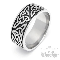 Keltischer Knoten Bandring aus Edelstahl silber Winkinger-Ring verschlungene Linien