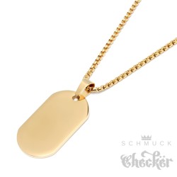 Goldenes DogTag mit Gravur und Halskette klein gold individuelle Herren Halskette