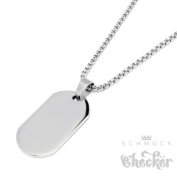 Kleines DogTag mit Wunsch-Gravur aus Edelstahl Herren Halskette silber Anhänger