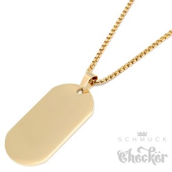 Goldenes DogTag mit Wunschgravur und Halskette Herren Anhänger Gravurplatte gold