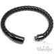 Echt Leder Herren Armband geflochten schwarz Edelstahl Schließe Hochwertig