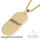 Goldenes DogTag mit Wunschgravur und Halskette Herren Anhänger Gravurplatte gold