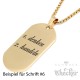 Goldenes DogTag mit Wunschgravur und Halskette Herren Anhänger Gravurplatte gold