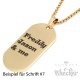 Goldenes DogTag mit Wunschgravur und Halskette Herren Anhänger Gravurplatte gold