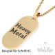 Goldenes DogTag mit Wunschgravur und Halskette Herren Anhänger Gravurplatte gold