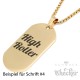 Goldenes DogTag mit Wunschgravur und Halskette Herren Anhänger Gravurplatte gold